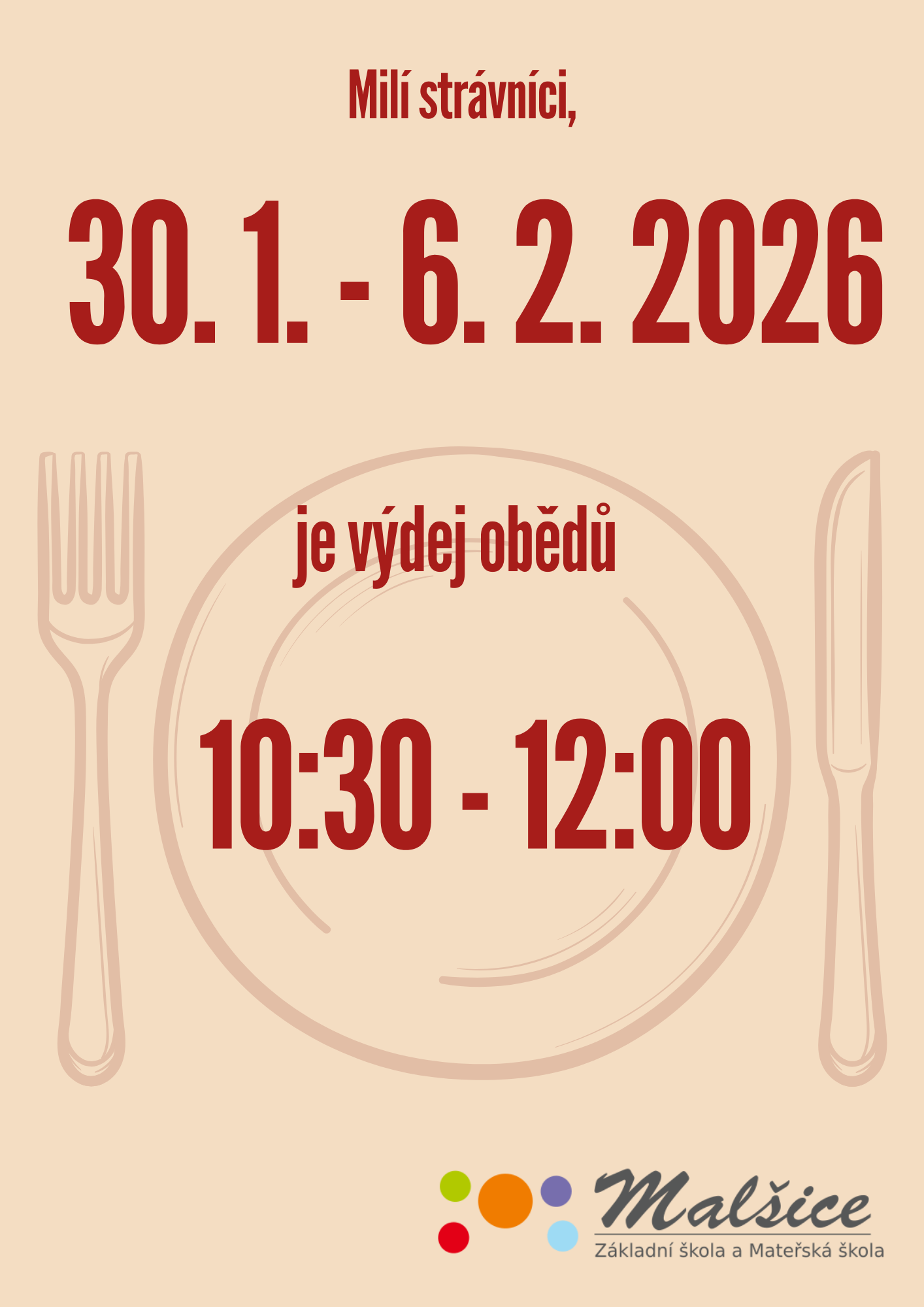 Provoz školní jídelny 30.1.-6.2.2026