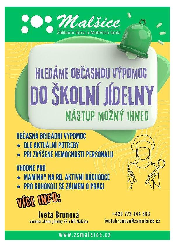 Hledáme občasnou výpomoc do ŠJ