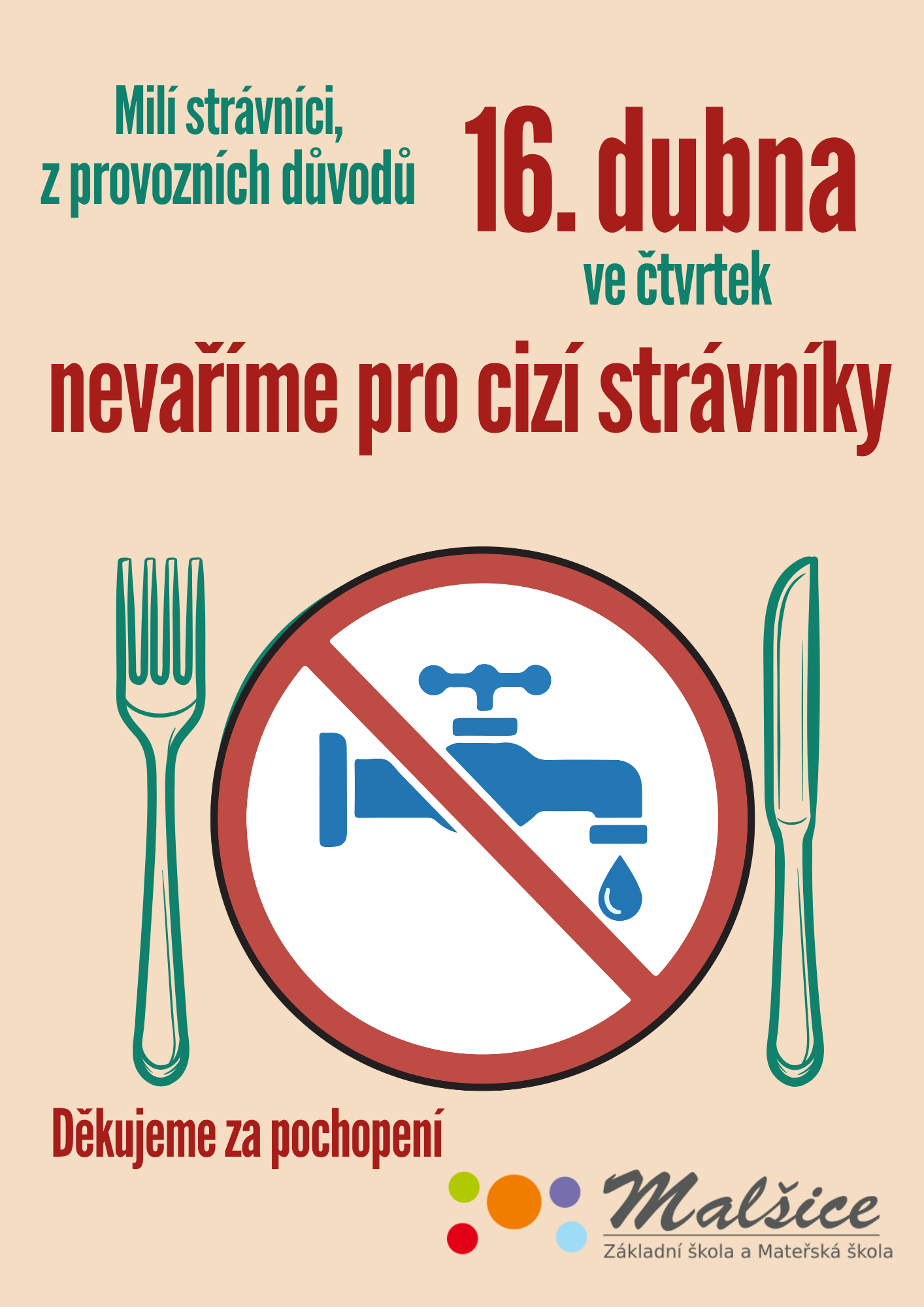 16.4.2026 nevaříme pro cizí strávníky