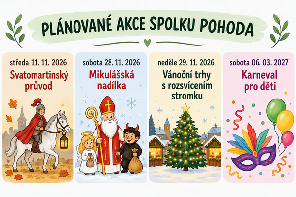 Plánované akce Spolku POHODA v Malšicích